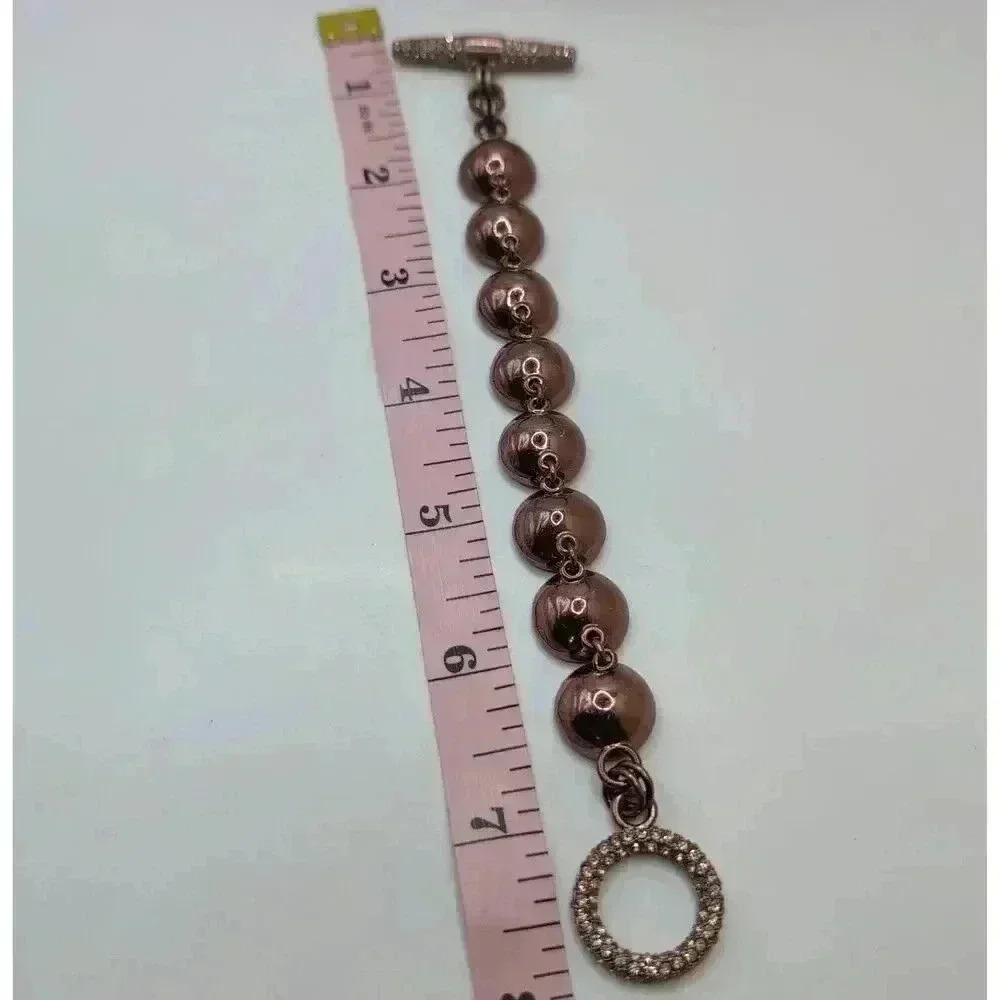 Juicy Couture Rose Gold Toggle Clasp Swavorski Crystal Link Bracelet - Picture 6 of 9
